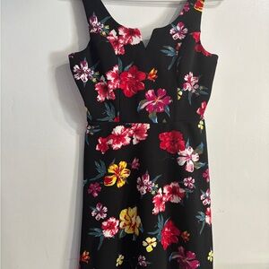 Planet Gold Black Dress with Floral Accents